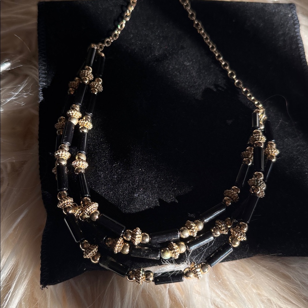 Elegant Black and Gold Beaded Necklace & earrings set